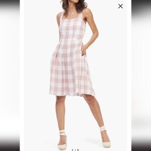 Gal Meets Glam Collection Polly Cross Back Pleated Sundress Pink White Gingham